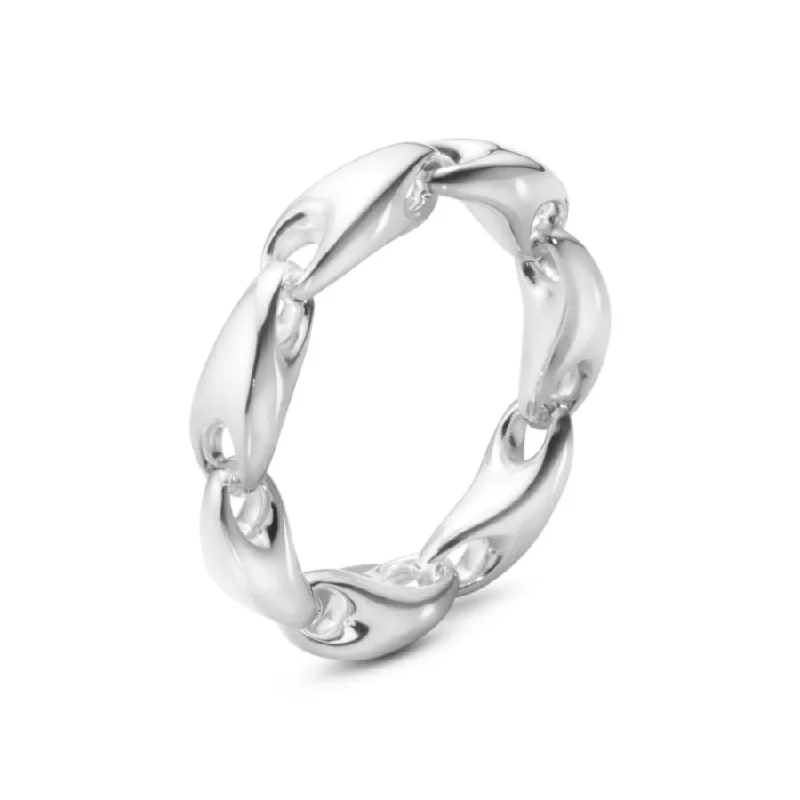 Ladies orbit flair rings -Silver Reflect Small Chain Ring