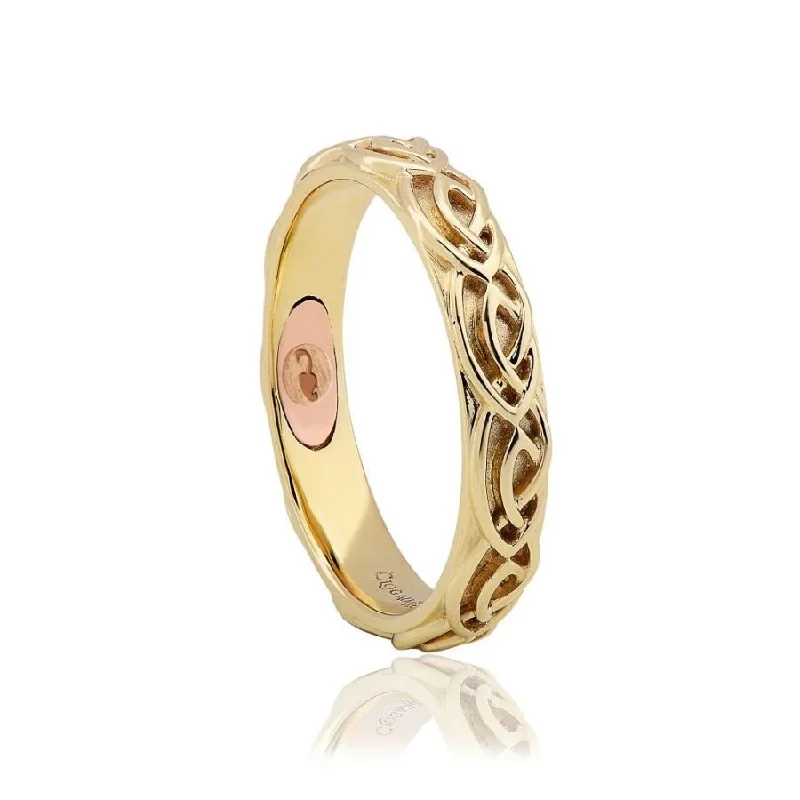 Ladies love heart rings -9ct yellow and rose gold 5mm Annwyl Celtic Ring