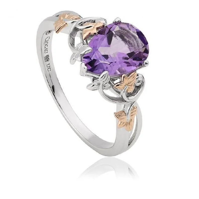 Ladies shore wave rings -9ct White & Rose Gold Great Vine Amethyst Set Ring