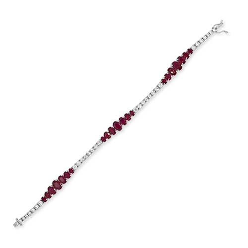 wave texture bracelets for women -Ruby & Diamond Bracelet