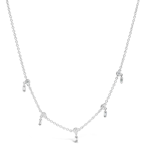 trendy minimalist necklaces for ladies -Diamond Stations Necklace