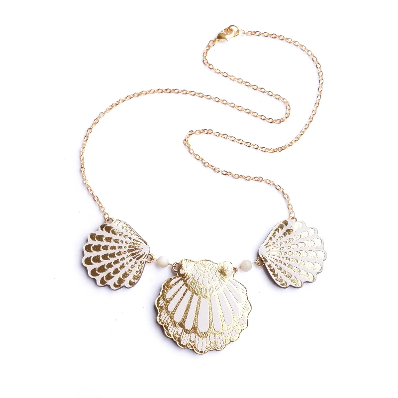 striped pattern necklaces for women -SEA SHELL TRIO . necklace