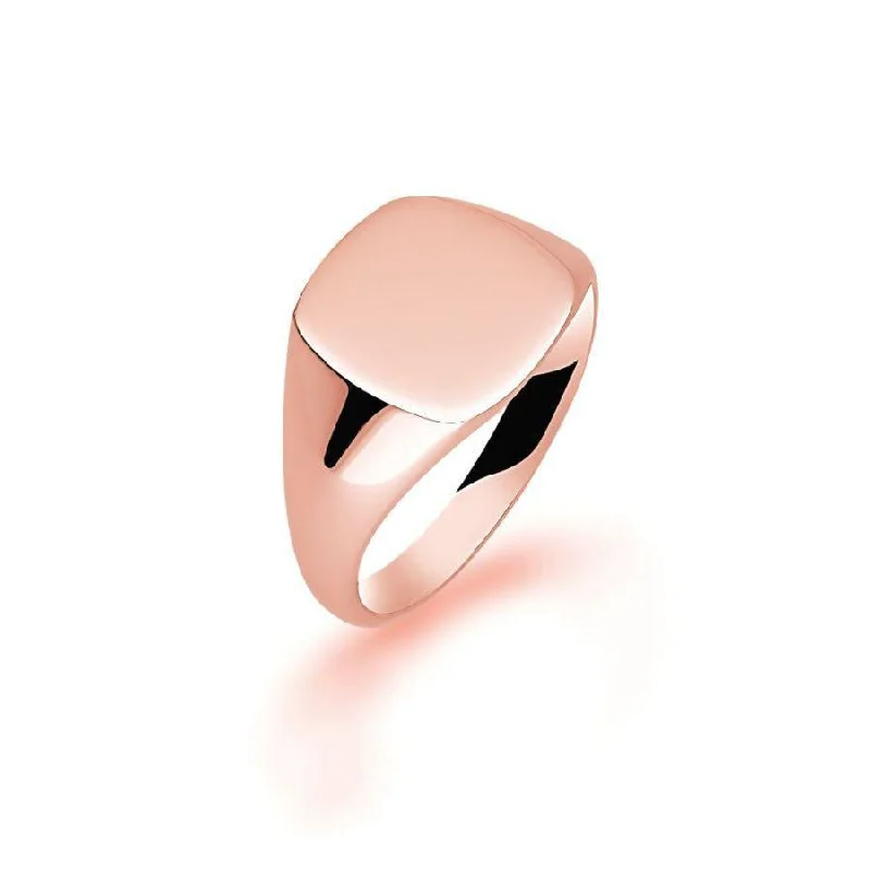 Ladies jet onyx rings -9ct Rose Gold 13mm x 12mm Cushion Shaped Signet Ring