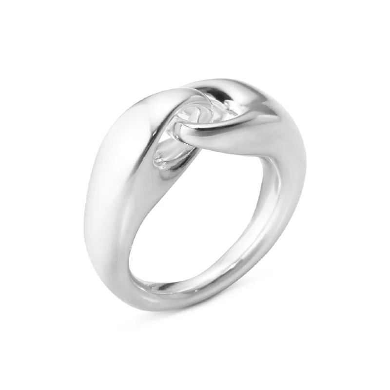 Ladies sunny charm rings -Silver Reflect Large Link Ring