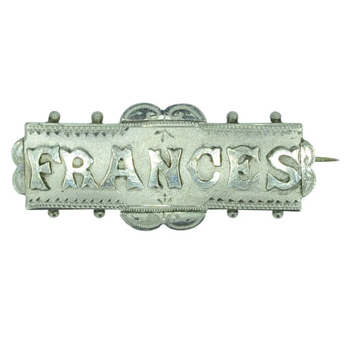 ladies yellow gold brooch dots -Frances Name Brooch