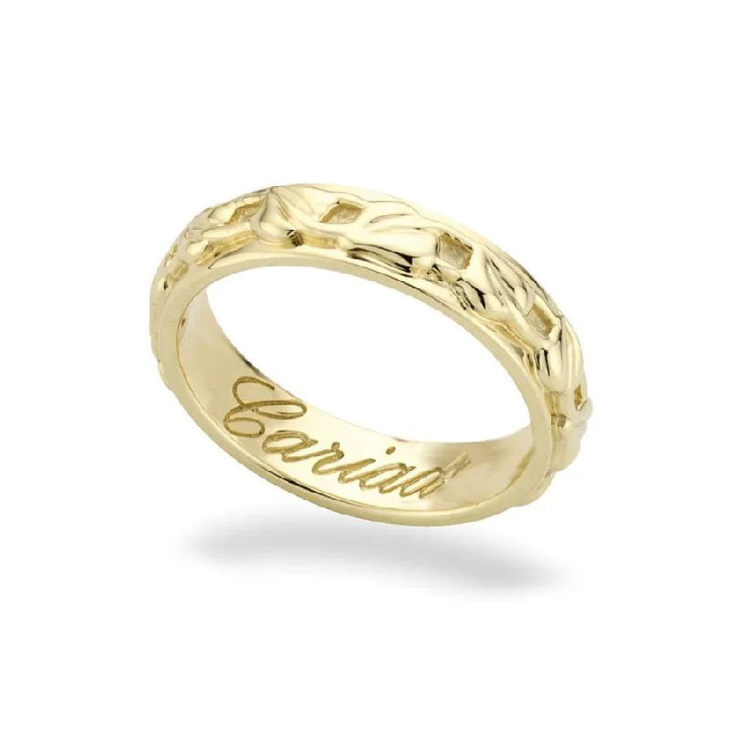 Ladies relic charm rings -9ct Yellow Gold Tree of Life Cariad Wedding Ring