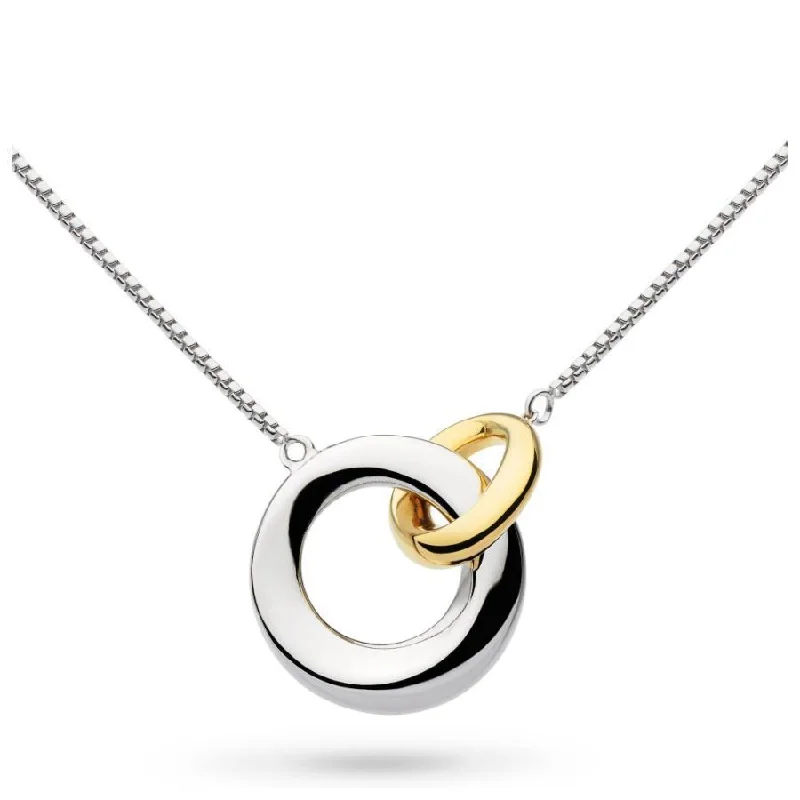 ladies party necklaces gold finish -Silver & Yellow Gold Plated Bevel Cirque Link Golden Necklace