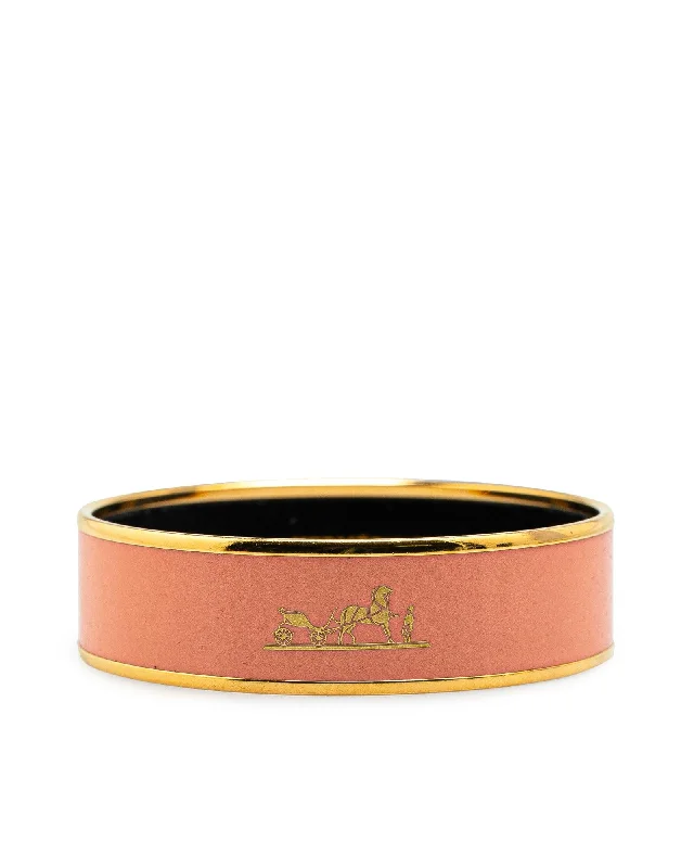 polished gold bracelets for women -Wide Enamel and Gold Plated Bangle