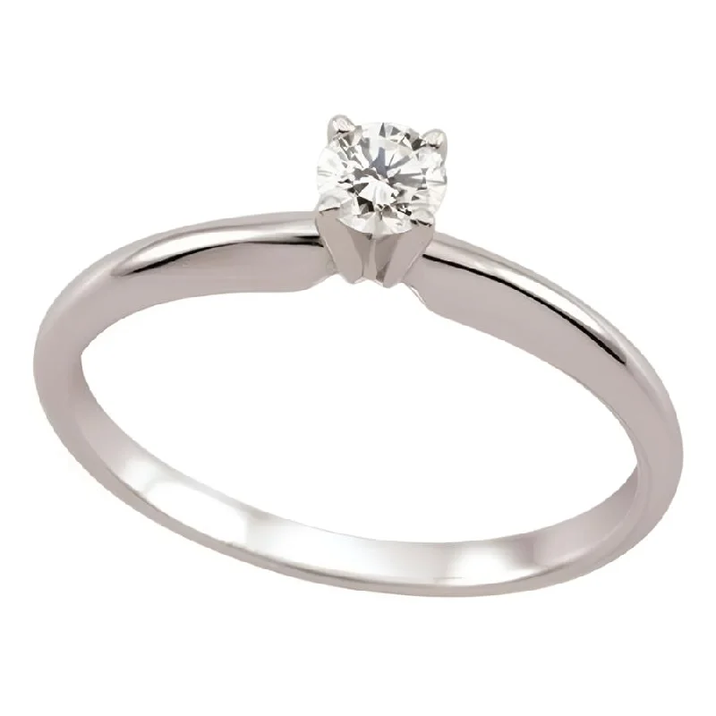 Ladies jungle flair rings -0.10ct Round Brilliant Cut Diamond Solitaire 18ct White Gold Ring