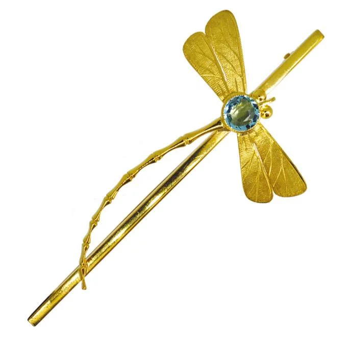 ladies white gold brooch twists -Dragonfly Brooch