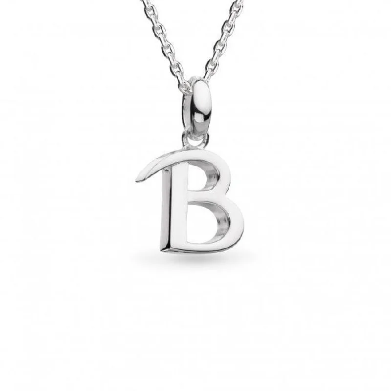 ladies silver necklaces agate stones -Silver Signature Skript Capital B Necklace