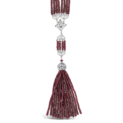 rose gold diamond necklaces for women -Ruby & Diamond Tassel Necklace