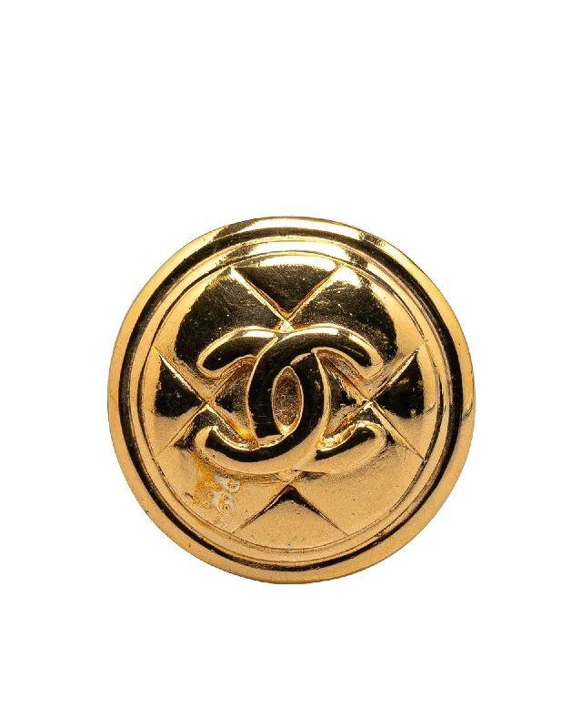 striped pattern brooch for women -Gold Plated Quilted Round Brooch with Back Pin Closure