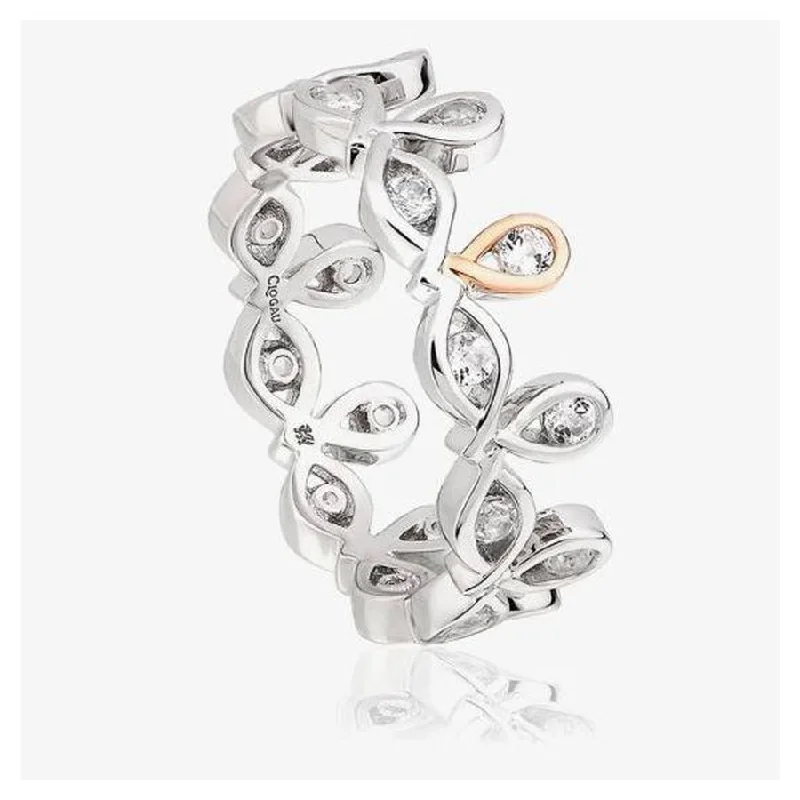 Ladies sleek deco rings -Silver and 9ct Rose Gold Royal Crown Wht Top Ring