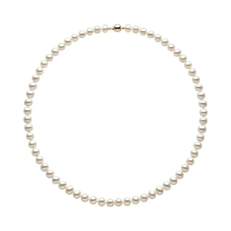 minimalist bar necklaces for women -6.5-7.0mm Cultured Freshwater Pearl Necklace with 9ct Yellow Gold Ball Clasp