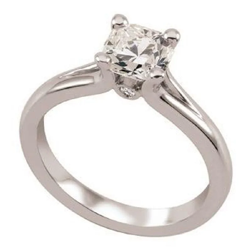 Ladies shore wave rings -0.41ct Square Cut Diamond Solitaire 18ct White Gold Ring