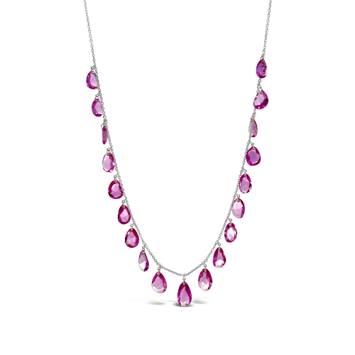 mosaic design necklaces for women -Pink Briolette Sapphire Necklace