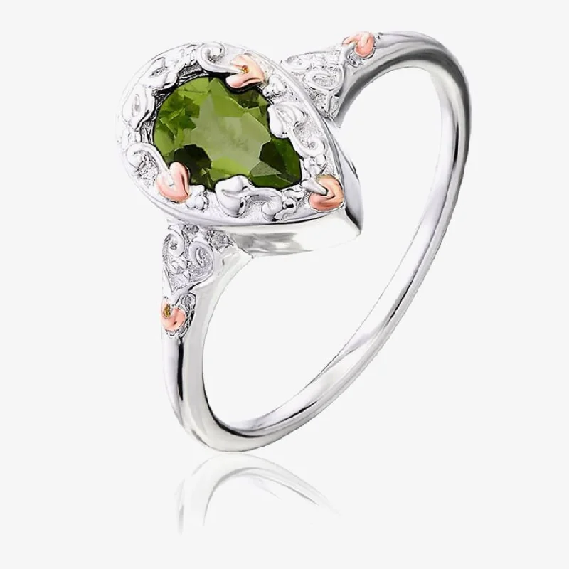 Ladies flutter butterfly rings -Silver and 9ct Rose Gold Enchanted Forest Peridot Ring