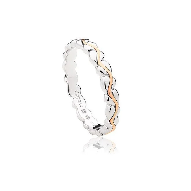 Ladies 10K gold charm rings -Silver & 9ct Rose Gold Affinity Life Stacking Ring