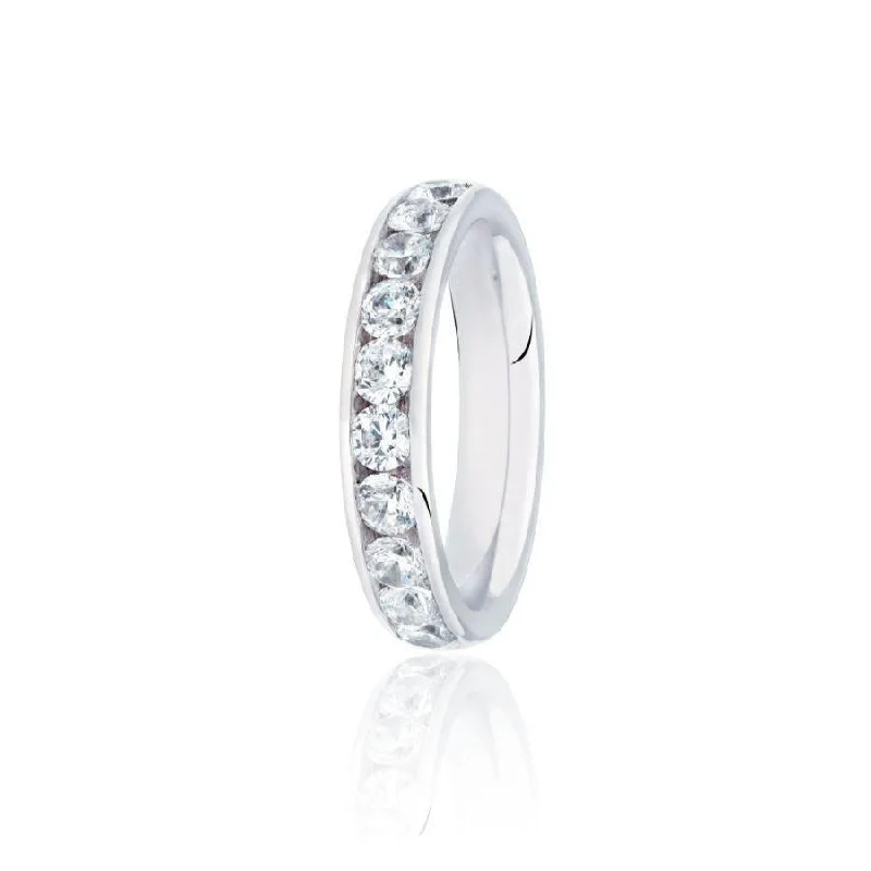 Ladies glamorous luxury rings -1.00ct Channel Set Round Brilliant Cut Diamond Platinum Half Eternity Ring