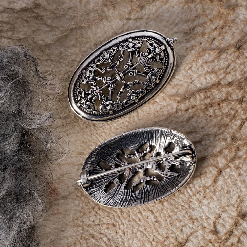 tribal brooch for women unique -Borre Brooches, Silver