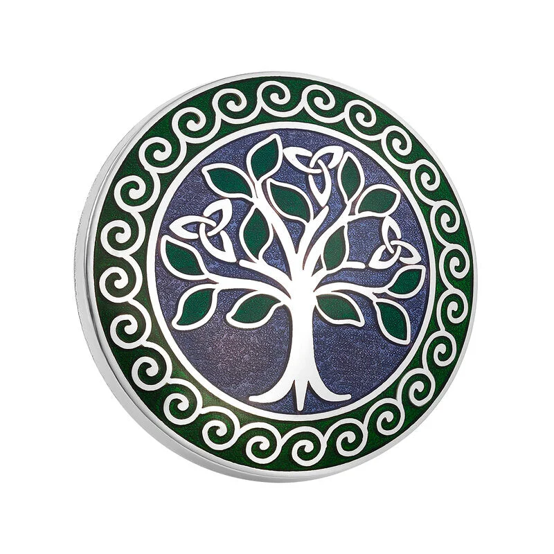 rose gold diamond brooch for women -Tree of Life Enamel Brooch