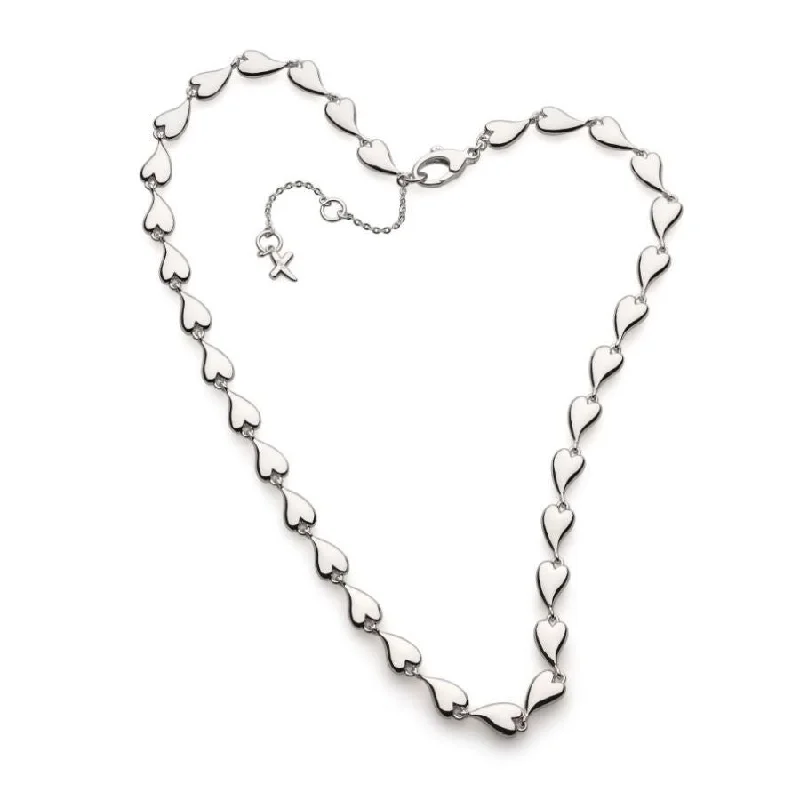 rose gold diamond necklaces for women -Silver Desire Kiss Linking Hearts Collar Necklace