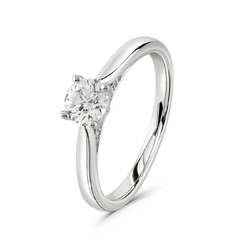 Ladies eclectic boho rings -0.51ct Round Brilliant Cut Diamond Solitaire 18ct White Gold Ring