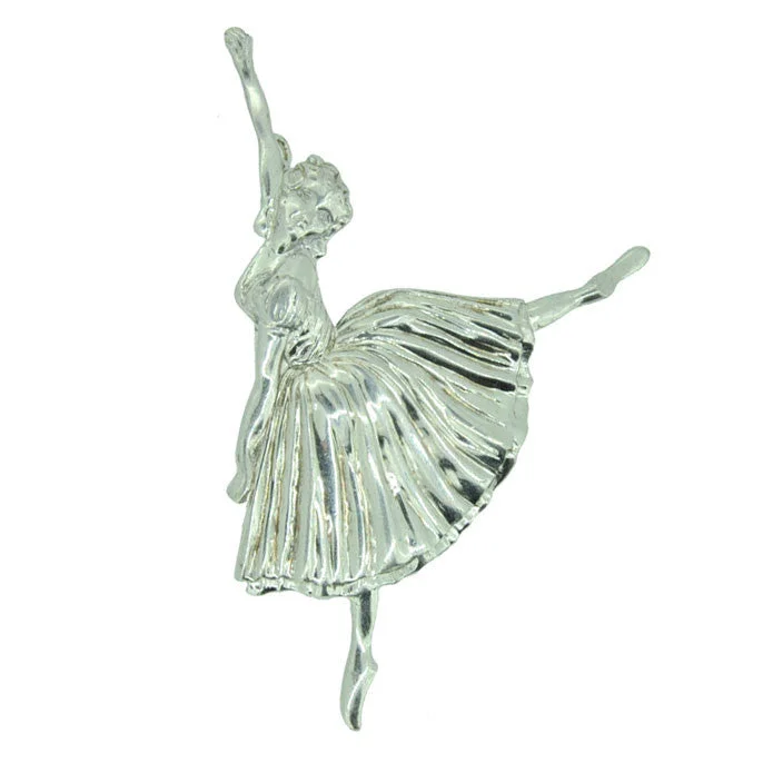 floral texture brooch for women -Hallmarked Silver Ballerina Brooch