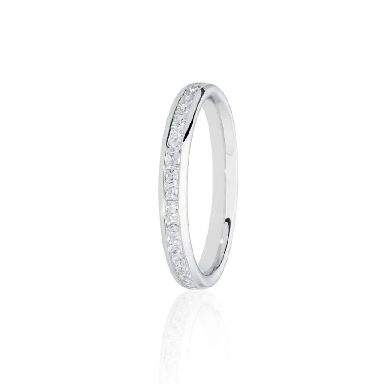 Ladies deep black rings -0.33ct Princess Cut Diamond 18ct White Gold Half Eternity Ring