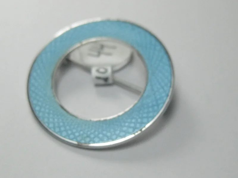 minimalist line brooch for women -Vintage Sterling Aqua Guilloche Circle Brooch, 1960's