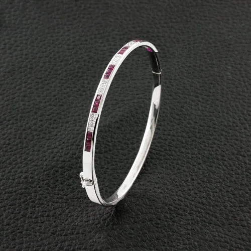 rose gold oval bracelets for women -Ruby & Diamond Bangle Bracelet