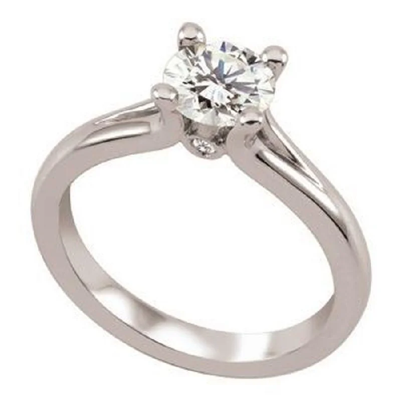 Ladies glossy smooth rings -0.50ct Round Brilliant Cut Diamond Solitaire 18ct White Gold Ring