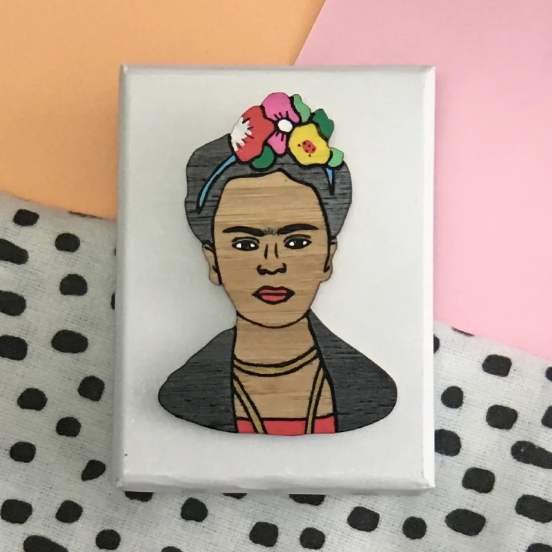 silver brooch for women custom -Brooch: Frida Kahlo