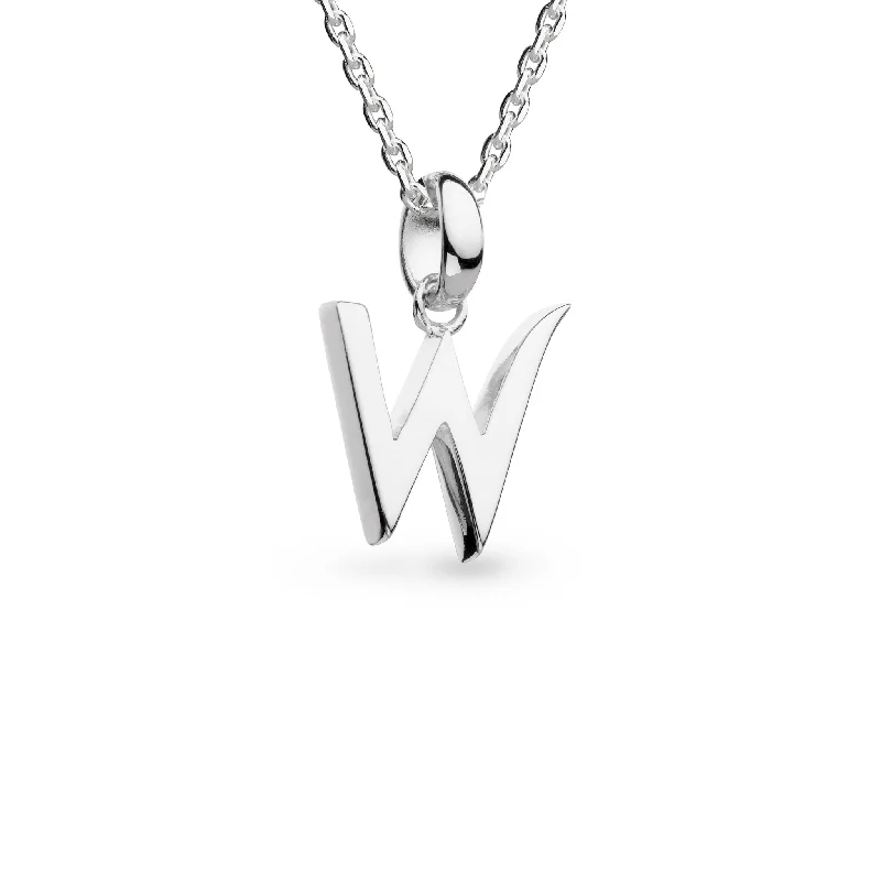 ladies rose gold necklaces anniversary gift -Silver Signature Skript Capital W Necklace