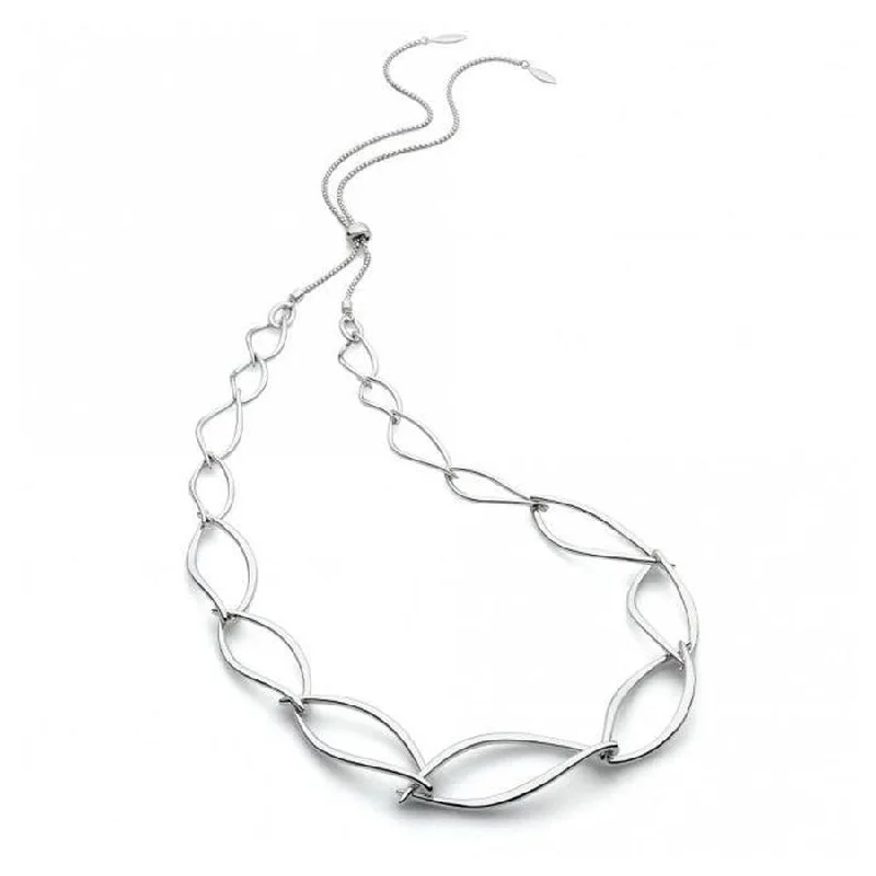 rose gold oval necklaces for women -Silver Entwine Twine Twist Statement Toggle Necklace