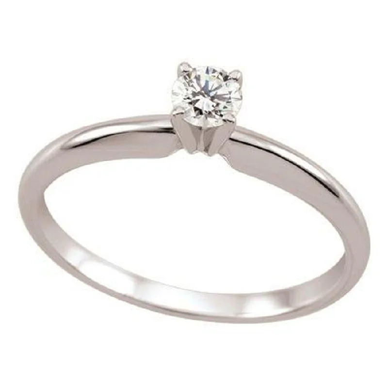 Ladies chunky shine rings -0.20ct Round Brilliant Cut Diamond Solitaire 18ct White Gold Ring