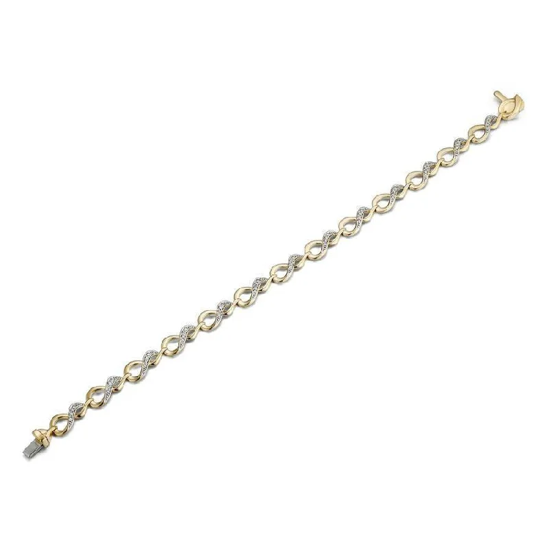 minimalist ring bracelets for women -9ct Yellow Gold Diamond Set Figaro Link Bracelet