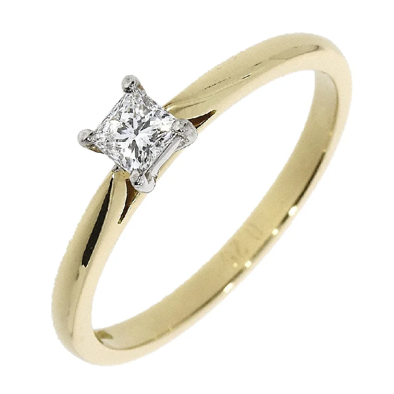 Ladies glittering diamond rings -18ct Gold yellow gold princess cut Diamond solitaire 4-claw set ring