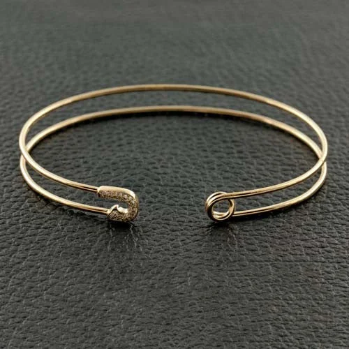 rose gold diamond bracelets for women -Diamond Diaper Pin Mother's Bracelet