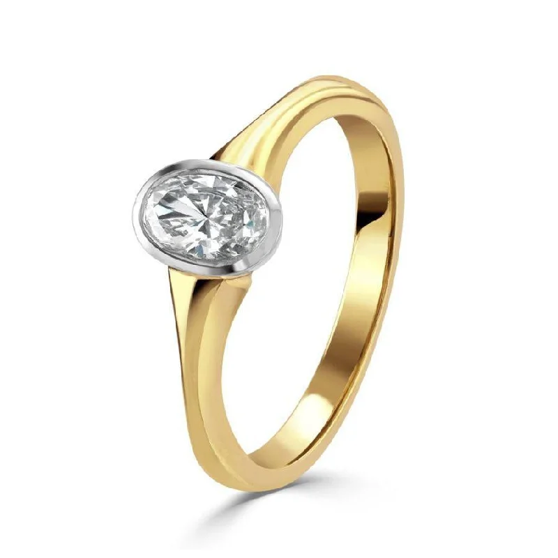 Ladies glint charm rings -18ct yellow & white gold oval cut diamond ring