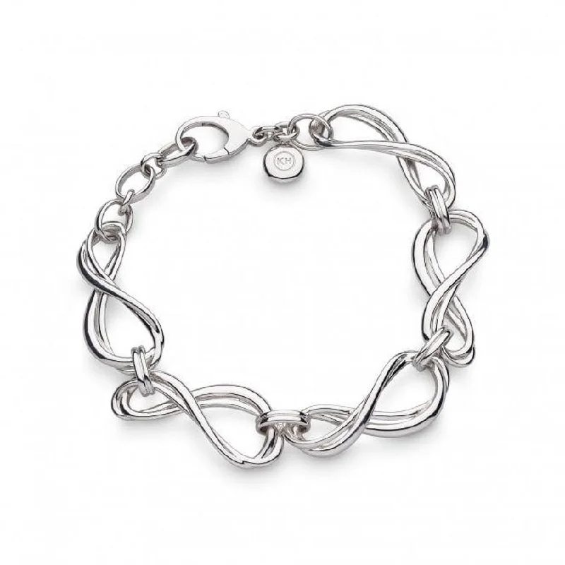 ladies silver bracelets hematite stones -Silver Infinity Grande Link Bracelet