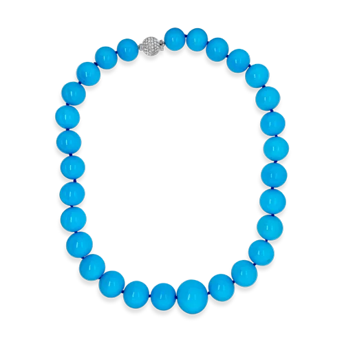 ladies party necklaces gold finish -Turquoise Bead Necklace