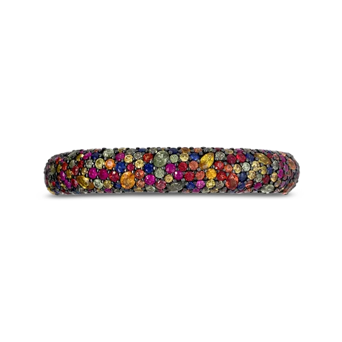 ladies leather bracelets with accents -Rainbow Sapphire Bangle Bracelet