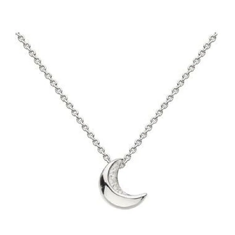 minimalist black necklaces for women -Silver Miniature Sparkle CZ Mini Moon 17' Necklace