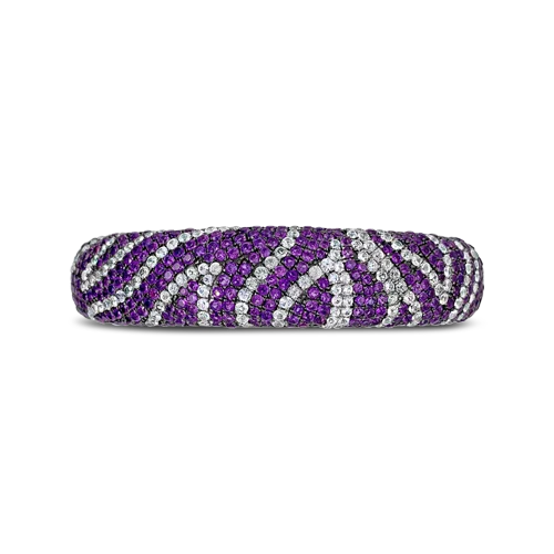 premium platinum bracelets for women -Amethyst & White Sapphire Zebra Bangle