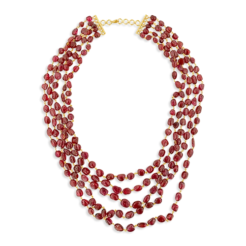 ladies yellow gold necklaces hoops -Burma Spinel Bead Necklace