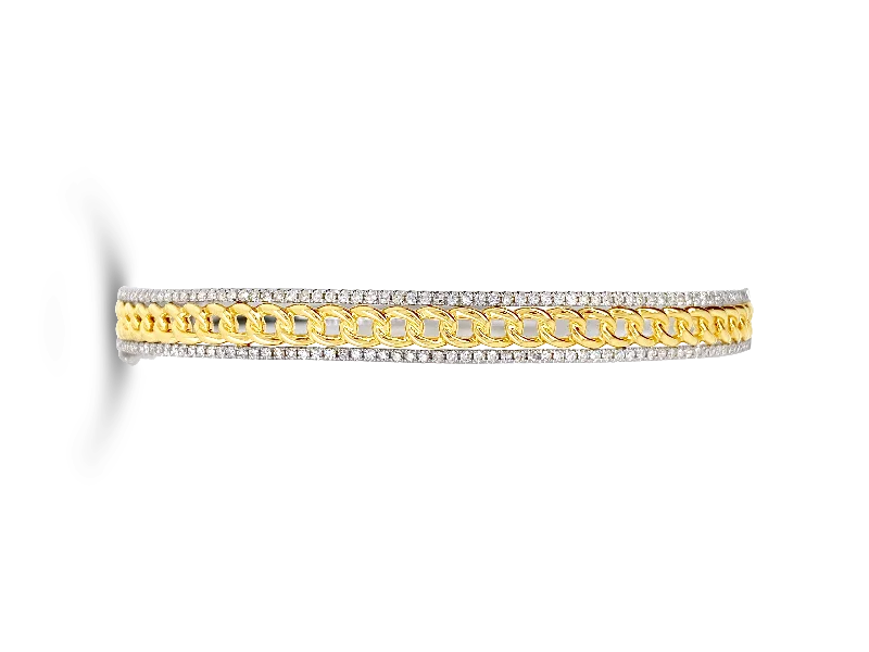 vintage gold tone bracelets for women -Diamond Rails with Gold Link Bracelet