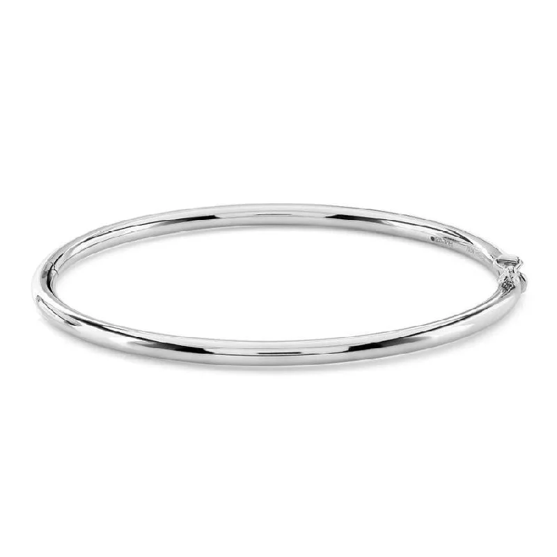 bar pendant bracelets for women -9ct White Gold Polished Solid Gold Bangle