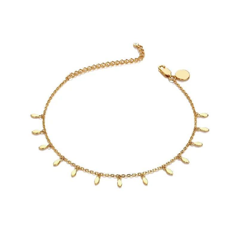 double strand bracelets for women -Hot Diamonds X TG Leaf Droplet Bracelet - Yellow Gold Plate